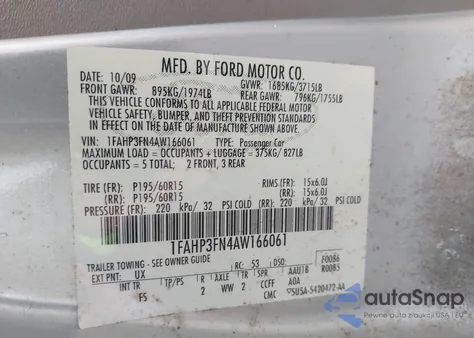 2010 Ford Focus Se from USA, damaged, VIN 1FAHP3FN4AW166061